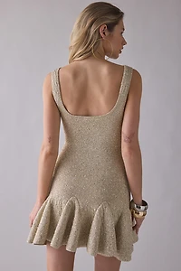 LoveShackFancy Sarajane Stretch Knit Sequin Mini Dress