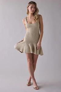 LoveShackFancy Sarajane Stretch Knit Sequin Mini Dress