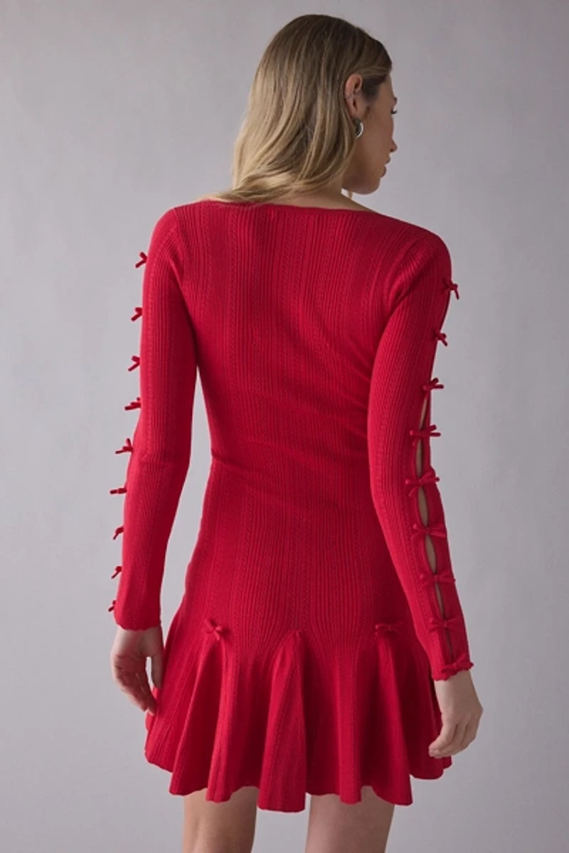 LoveShackFancy Seychelle Ribbed Pointelle Knit Mini Dress