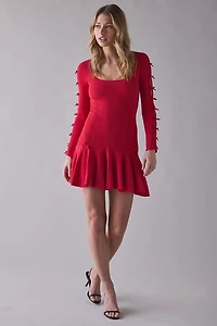 LoveShackFancy Seychelle Ribbed Pointelle Knit Mini Dress