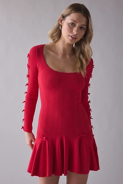 LoveShackFancy Seychelle Ribbed Pointelle Knit Mini Dress