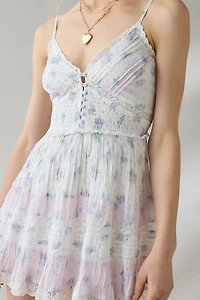 LoveShackFancy Krista Lace Trim Fit-And-Flare Mini Dress