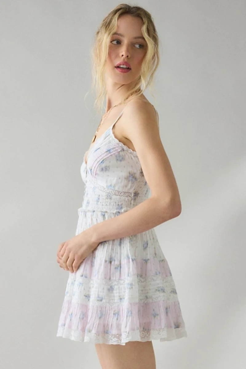 LoveShackFancy Krista Lace Trim Fit-And-Flare Mini Dress