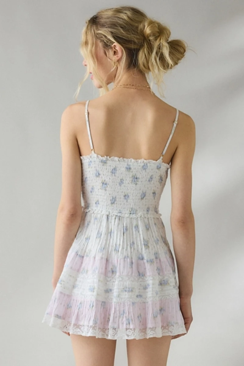 LoveShackFancy Krista Lace Trim Fit-And-Flare Mini Dress