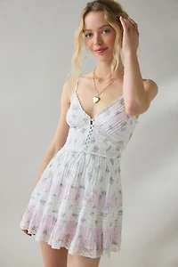 LoveShackFancy Krista Lace Trim Fit-And-Flare Mini Dress