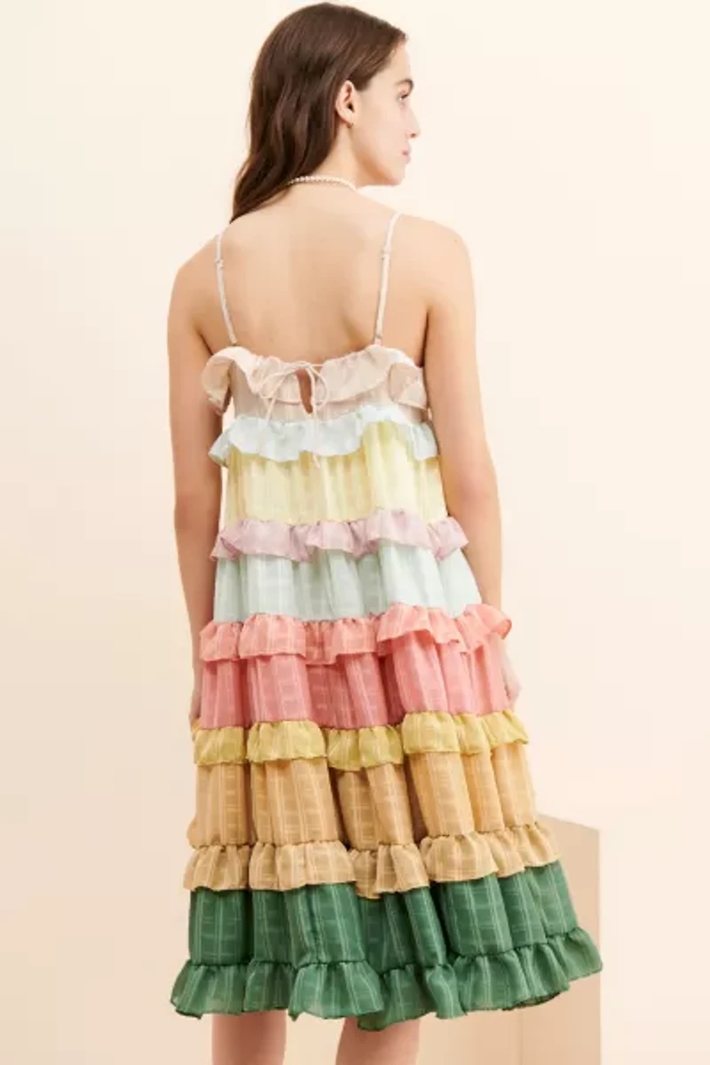 Sweet en Forme Tiered Colorblock Midi Dress