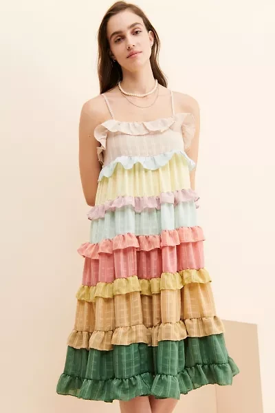 Sweet en Forme Tiered Colorblock Midi Dress