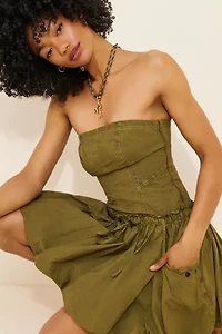 Rex Strapless Cargo Bubble Hem Mini Dress