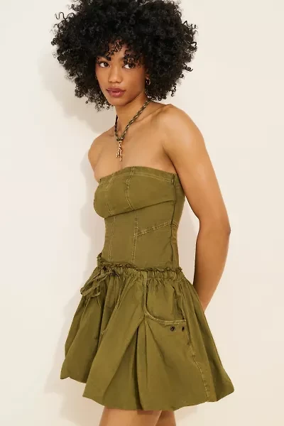 Rex Strapless Cargo Bubble Hem Mini Dress