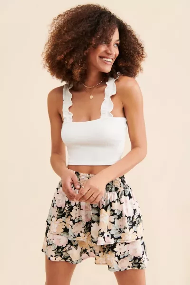 Saltwater Luxe Floral Tiered Mini Skirt