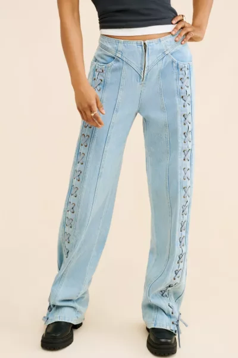 Lioness Daydream Tie Up Jeans