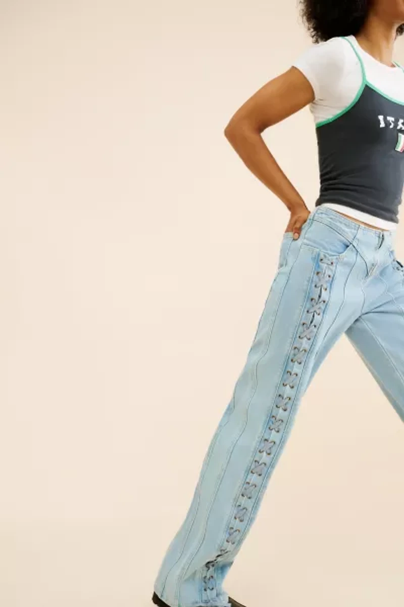 Lioness Daydream Tie Up Jeans