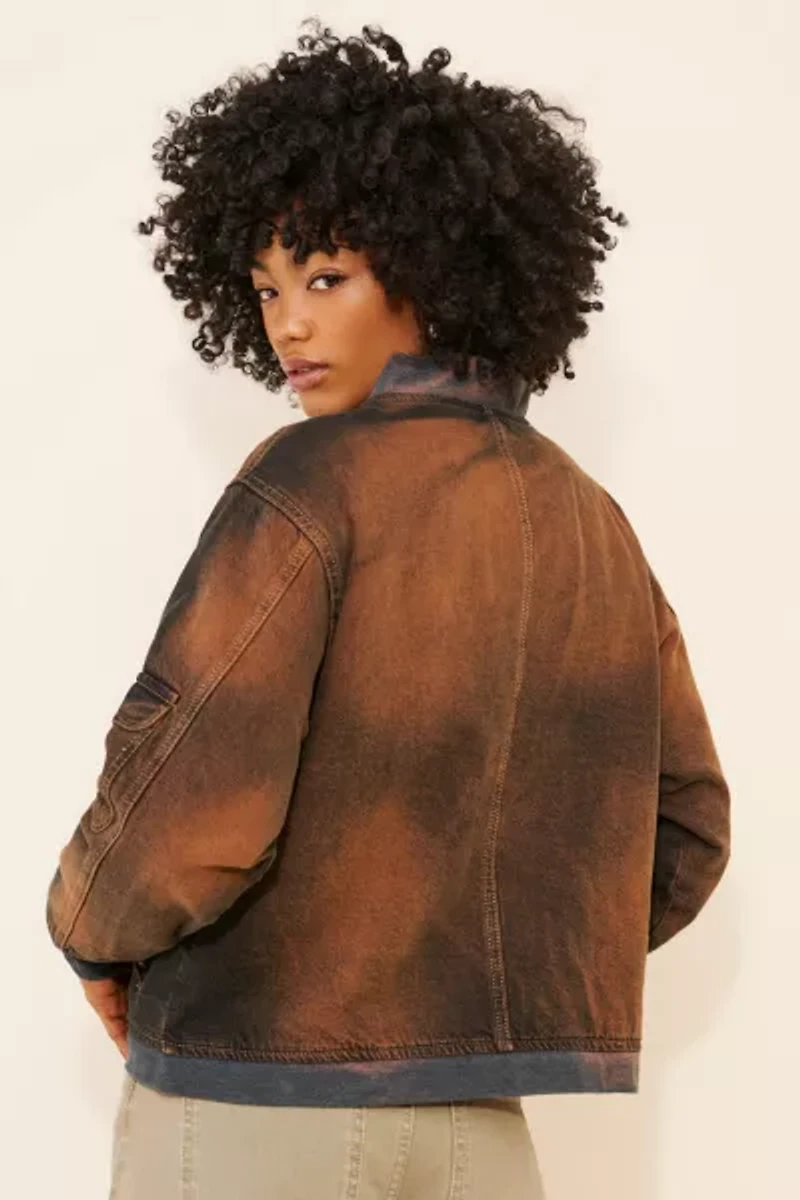 Daisy Street Acid Wash Denim Bomber