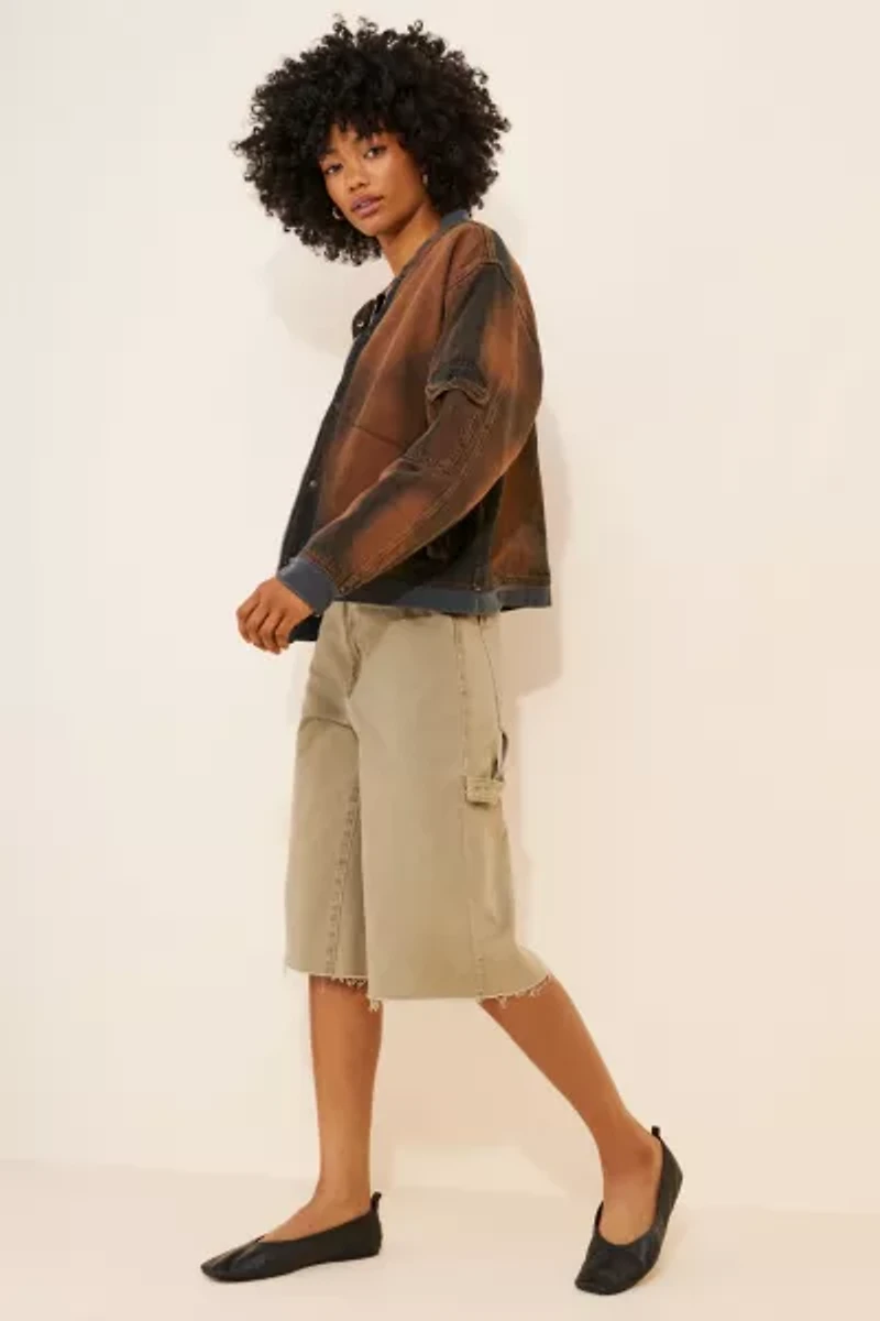 Daisy Street Acid Wash Denim Bomber