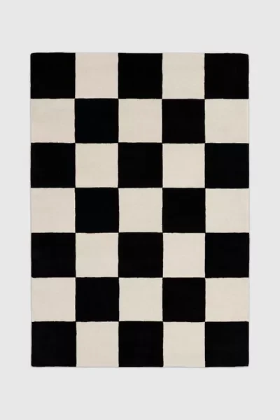 Jubi B&W Large Checkered Hand Tufted Wool Rug