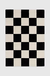 Jubi B&W Large Checkered Hand Tufted Wool Rug