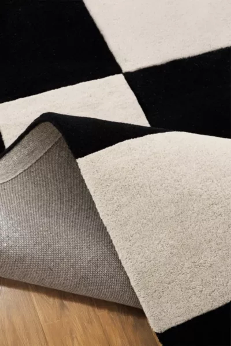 Jubi B&W Large Checkered Hand Tufted Wool Rug