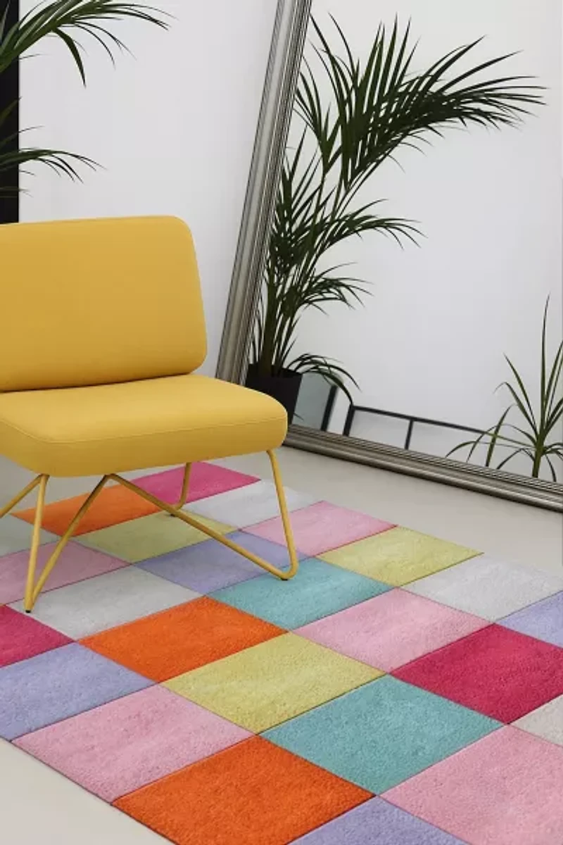 Jubi Colorful Checkered Hand Tufted Wool Rug