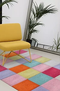 Jubi Colorful Checkered Hand Tufted Wool Rug