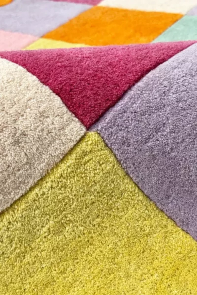 Jubi Colorful Checkered Hand Tufted Wool Rug