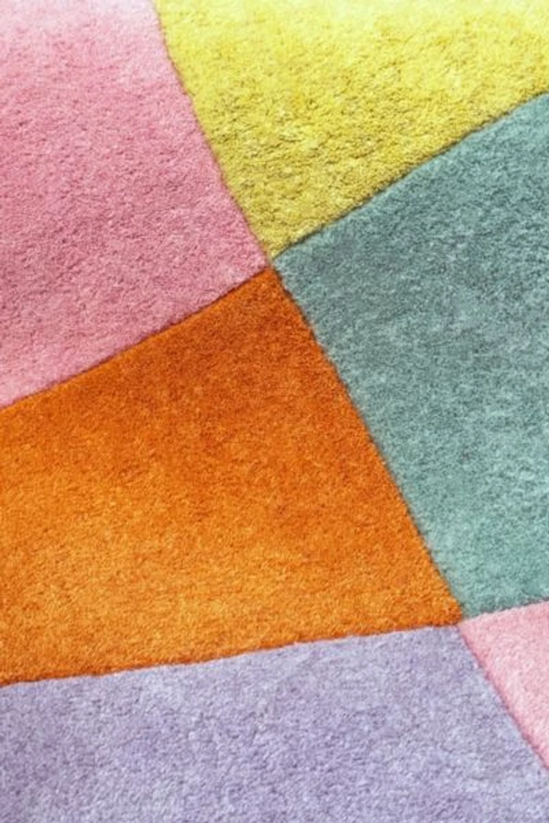 Jubi Colorful Checkered Hand Tufted Wool Rug