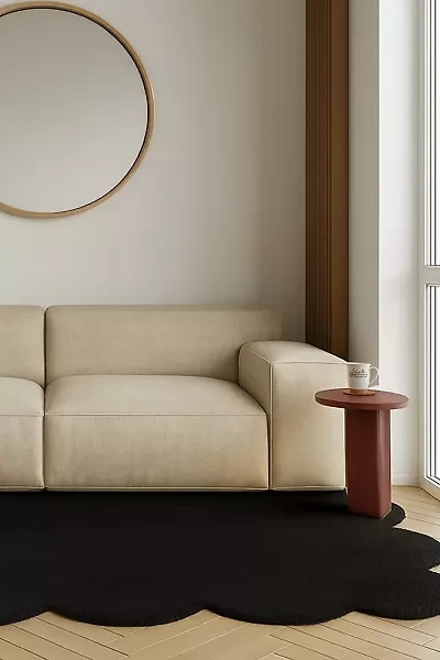 Jubi Solid Color Sculpted Edge Hand Tufted Wool Rug