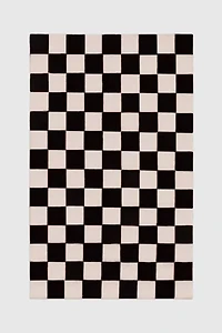 Jubi B&W Small Checkered Hand Tufted Wool Rug