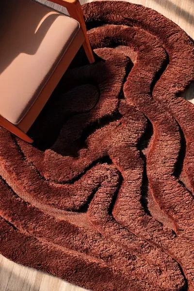 Jubi Rolling Tides Organic Shaped Shag Wool Rug