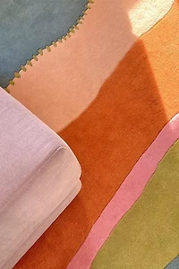 Jubi Stitched and Striped Hand Tufted Wool Rug