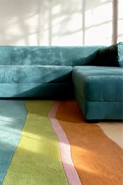 Jubi Stitched and Striped Hand Tufted Wool Rug