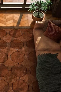 Jubi Brown Octagon Hand-Knotted Geometric Wool Rug