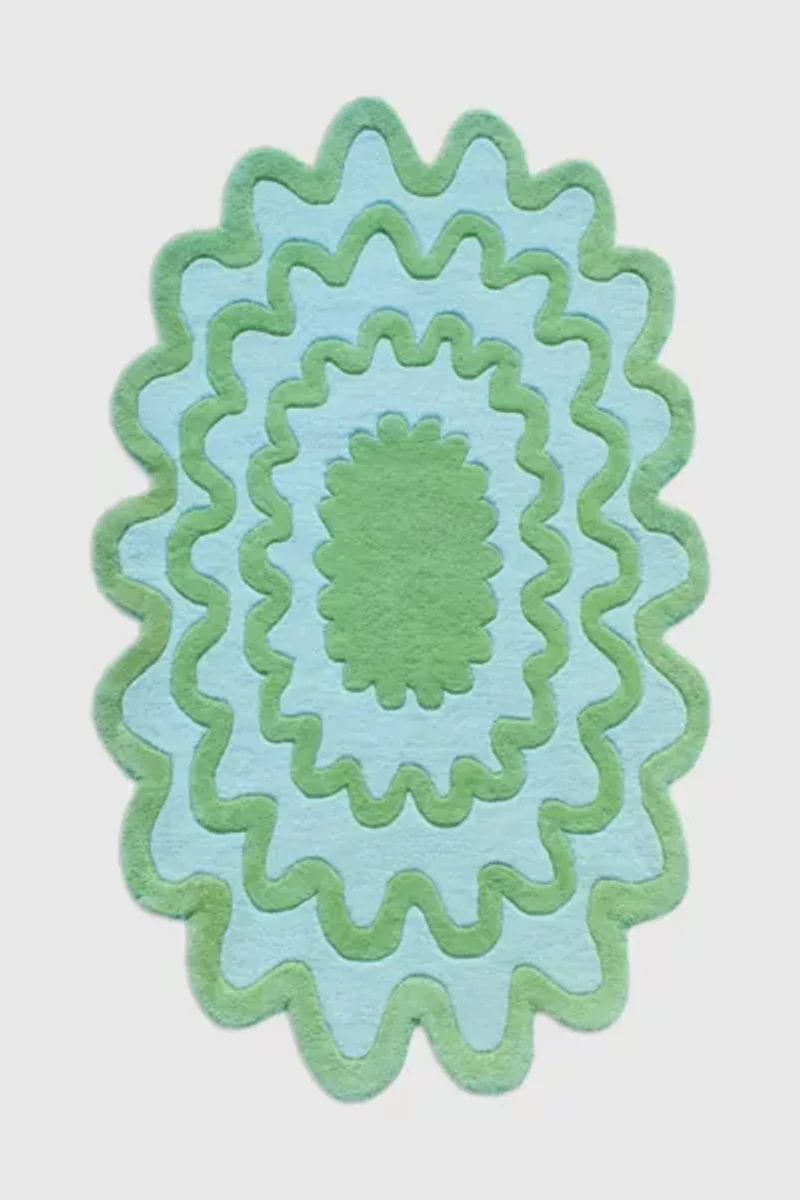 Jubi Burst Oval Hand Tufted Wool Rug