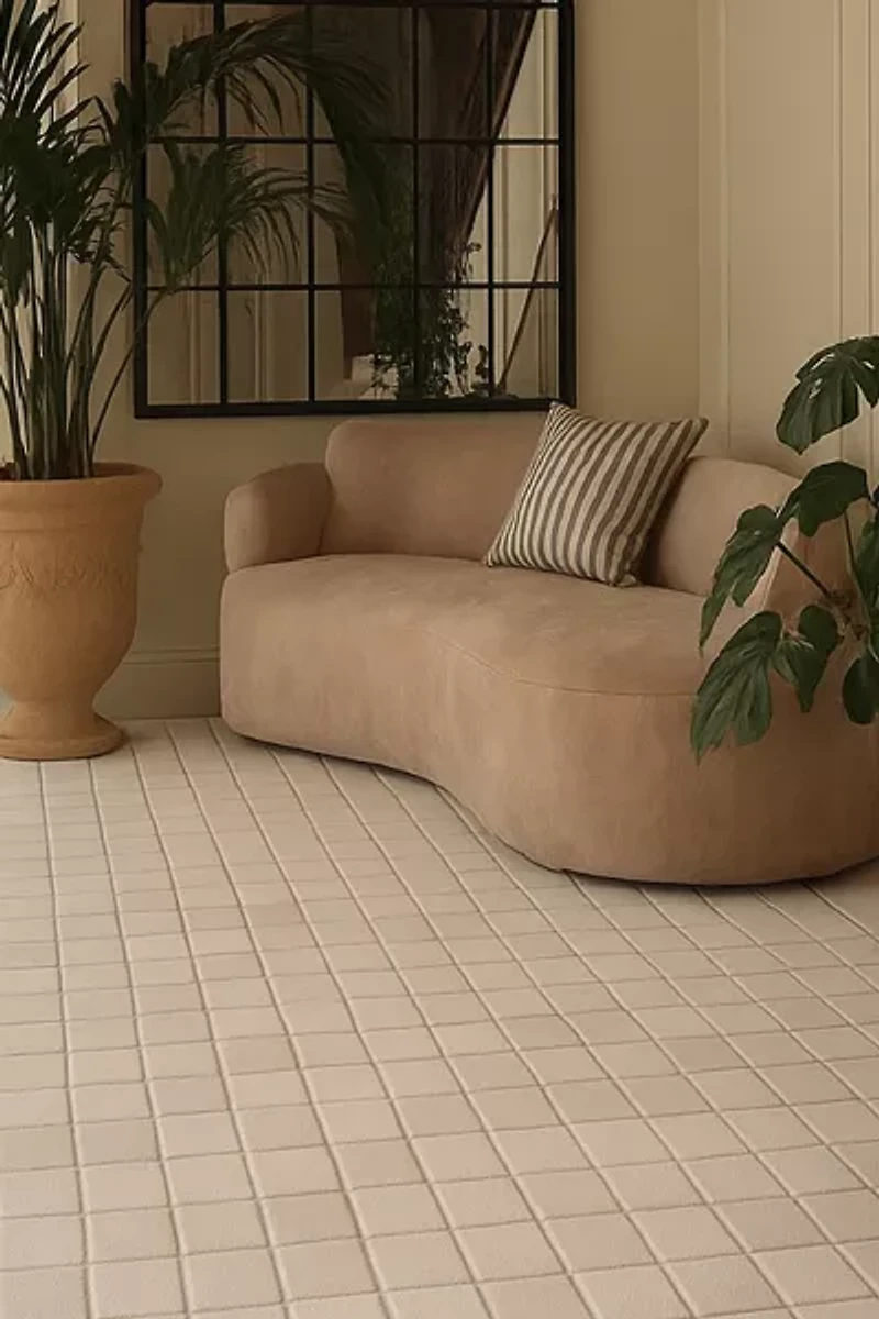 Jubi Soft Cream Checkered Hand Tufted Wool Rug