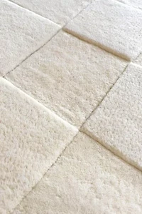 Jubi Soft Cream Checkered Hand Tufted Wool Rug