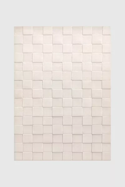 Jubi Soft Cream Checkered Hand Tufted Wool Rug