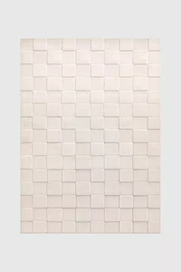 Jubi Soft Cream Checkered Hand Tufted Wool Rug
