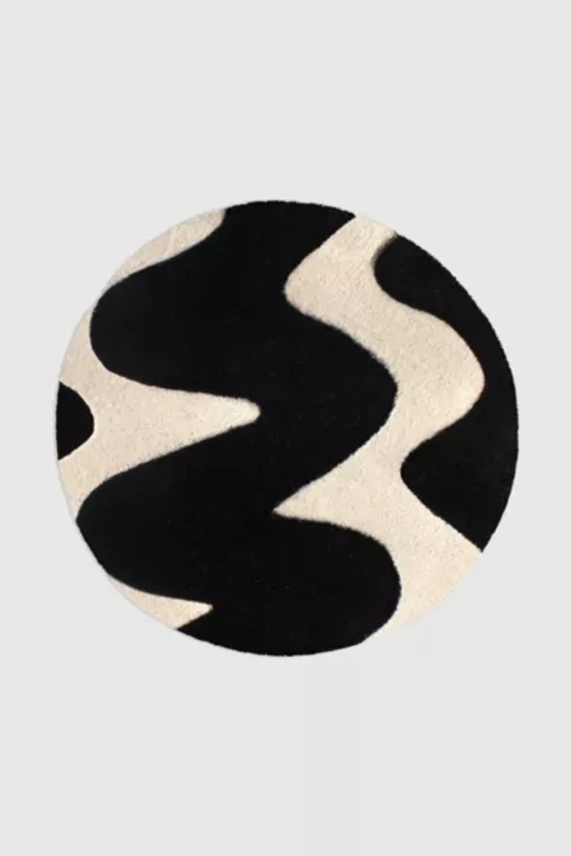 Jubi Zig Zag Round Hand Tufted Wool Rug