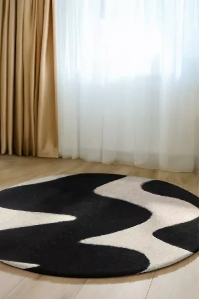 Jubi Zig Zag Round Hand Tufted Wool Rug