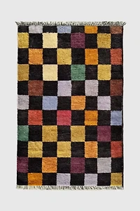Jubi Colorful Checkered Hand Knotted Wool Rug