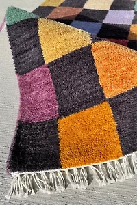 Jubi Colorful Checkered Hand Knotted Wool Rug