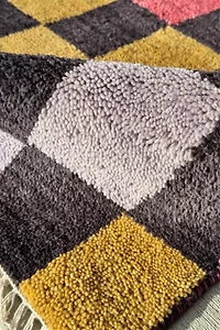 Jubi Colorful Checkered Hand Knotted Wool Rug