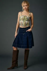 Kimchi Blue Lena Floral Brocade Lace-Up Corset Top