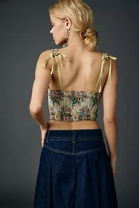 Kimchi Blue Lena Floral Brocade Lace-Up Corset Top
