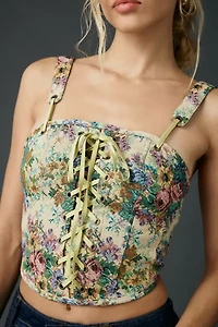 Kimchi Blue Lena Floral Brocade Lace-Up Corset Top