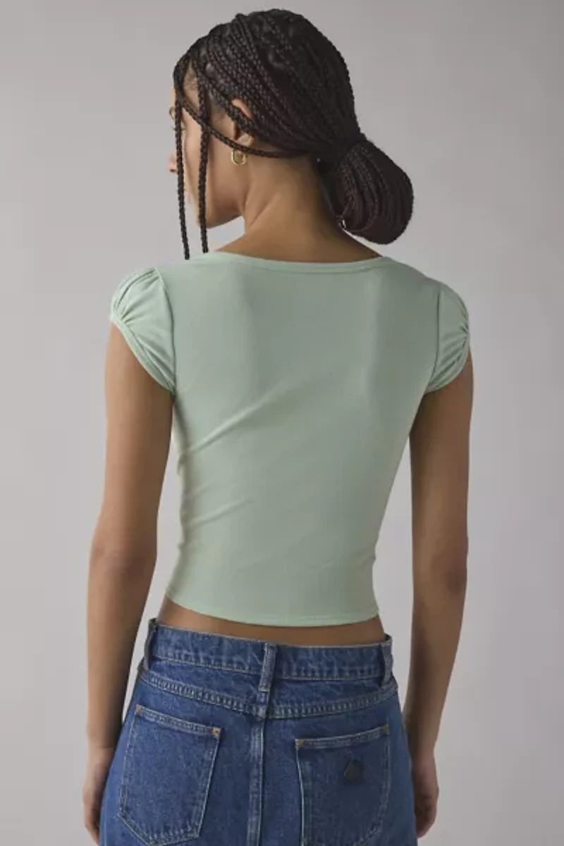 Kimchi Blue Ramona Coquette Graphic Puff Sleeve Baby Tee