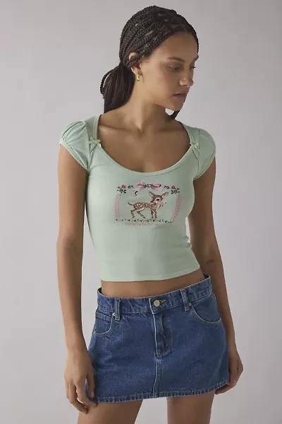 Kimchi Blue Ramona Coquette Graphic Puff Sleeve Baby Tee