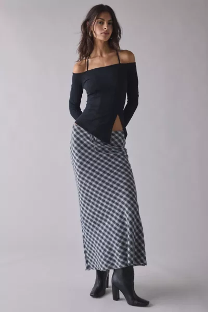 UO Perfect Stranger Asymmetric Split Hem Off-The-Shoulder Top