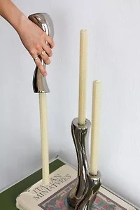 Dupe Wavy Chrome Candleholder Set