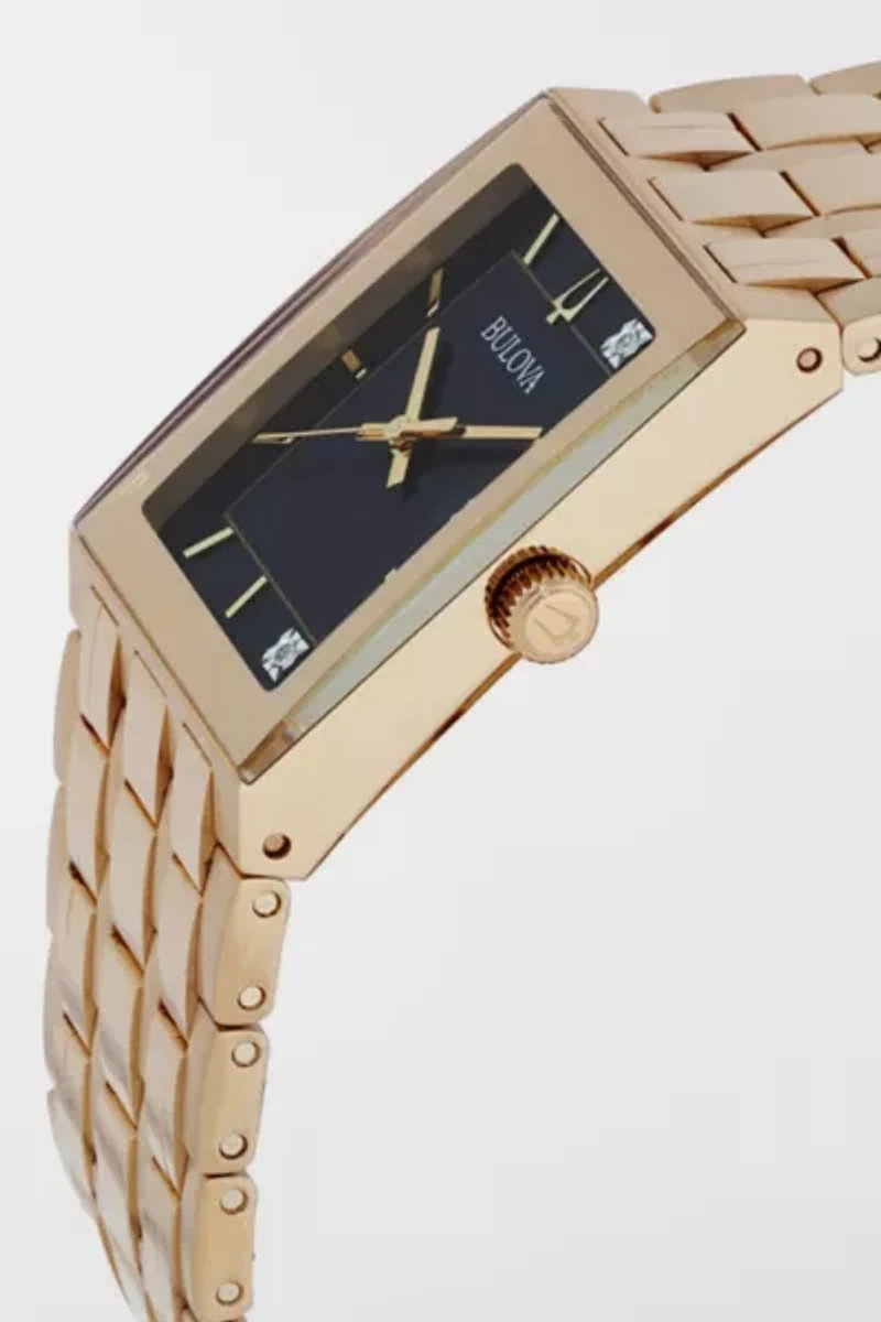Bulova Quadra Quartz Diamond Black Dial Watch