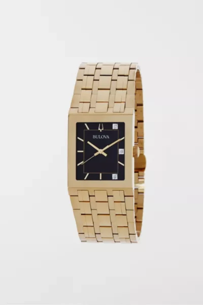 Bulova Quadra Quartz Diamond Black Dial Watch